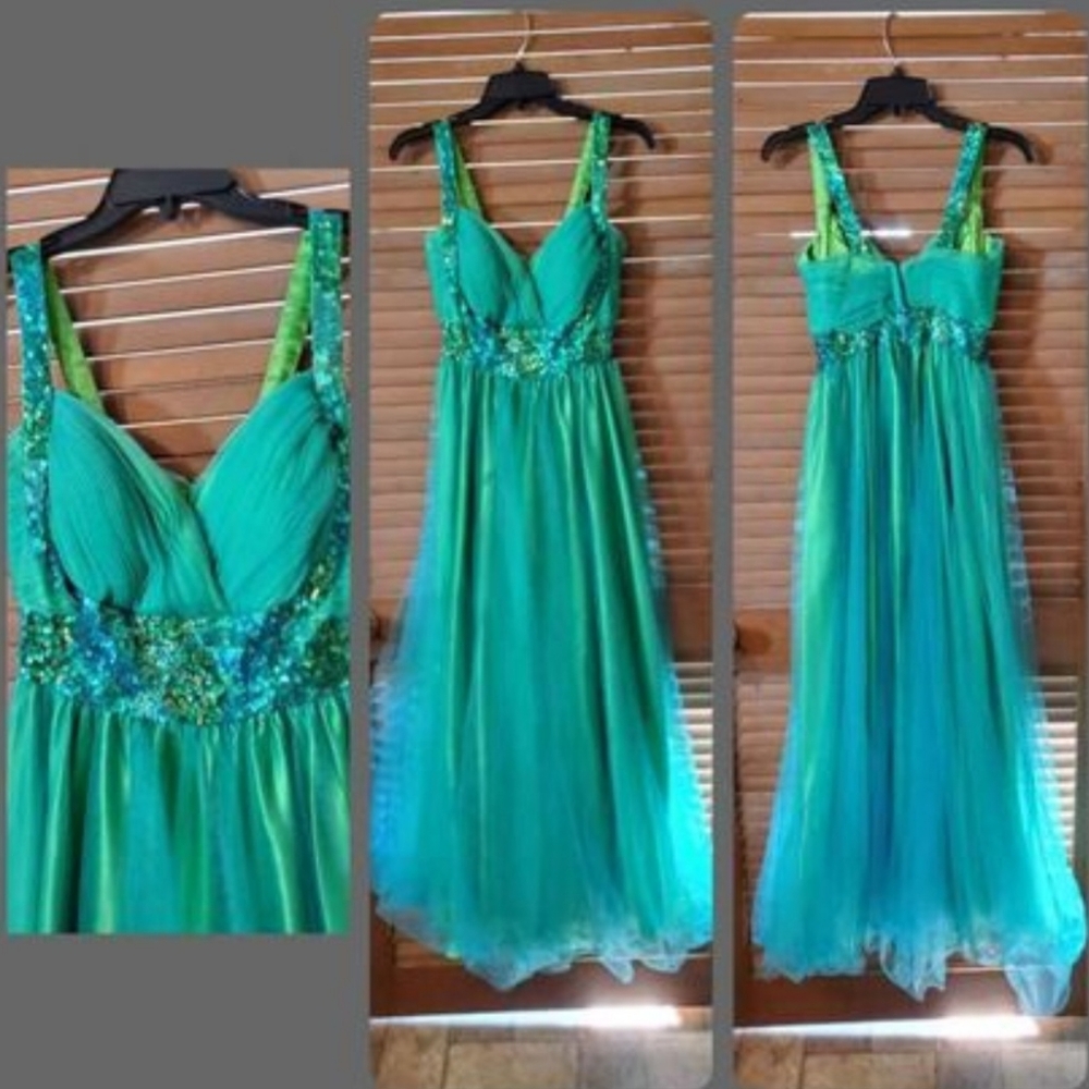 Long green-blue dress